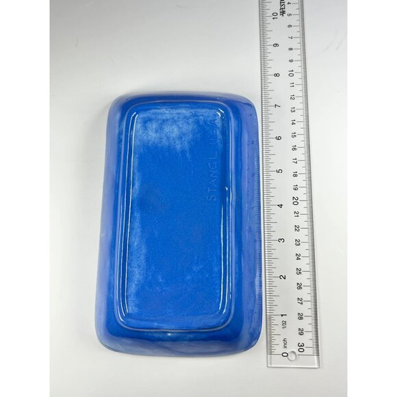 Vintage STANGL POTTERY USA Blue Rectangular Smooth Ceramic Serving Platter 7"x5" - Picture 9 of 10